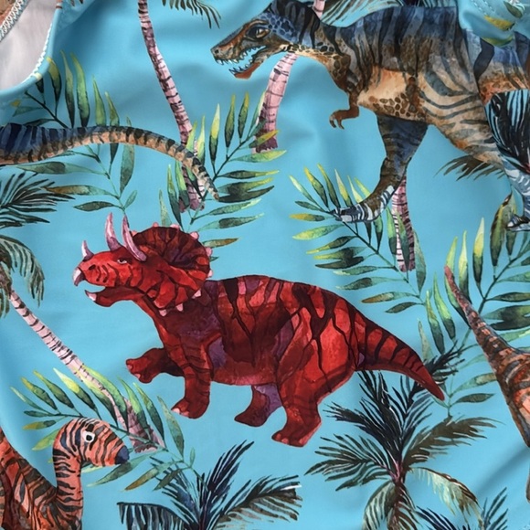 NWT Millie Loves Lilly Dinosaur Ruffle one piece Swimsuit Blue 6 - Picture 2 of 4